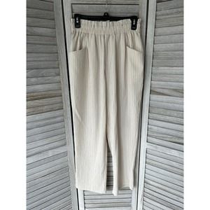 Current Air Pants Women’s Small Paperbag High Waisted Textured Cream Trousers